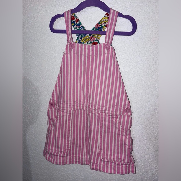 Mini Boden Other - Mini Boden Pink & White Striped Girls' Overall Dress